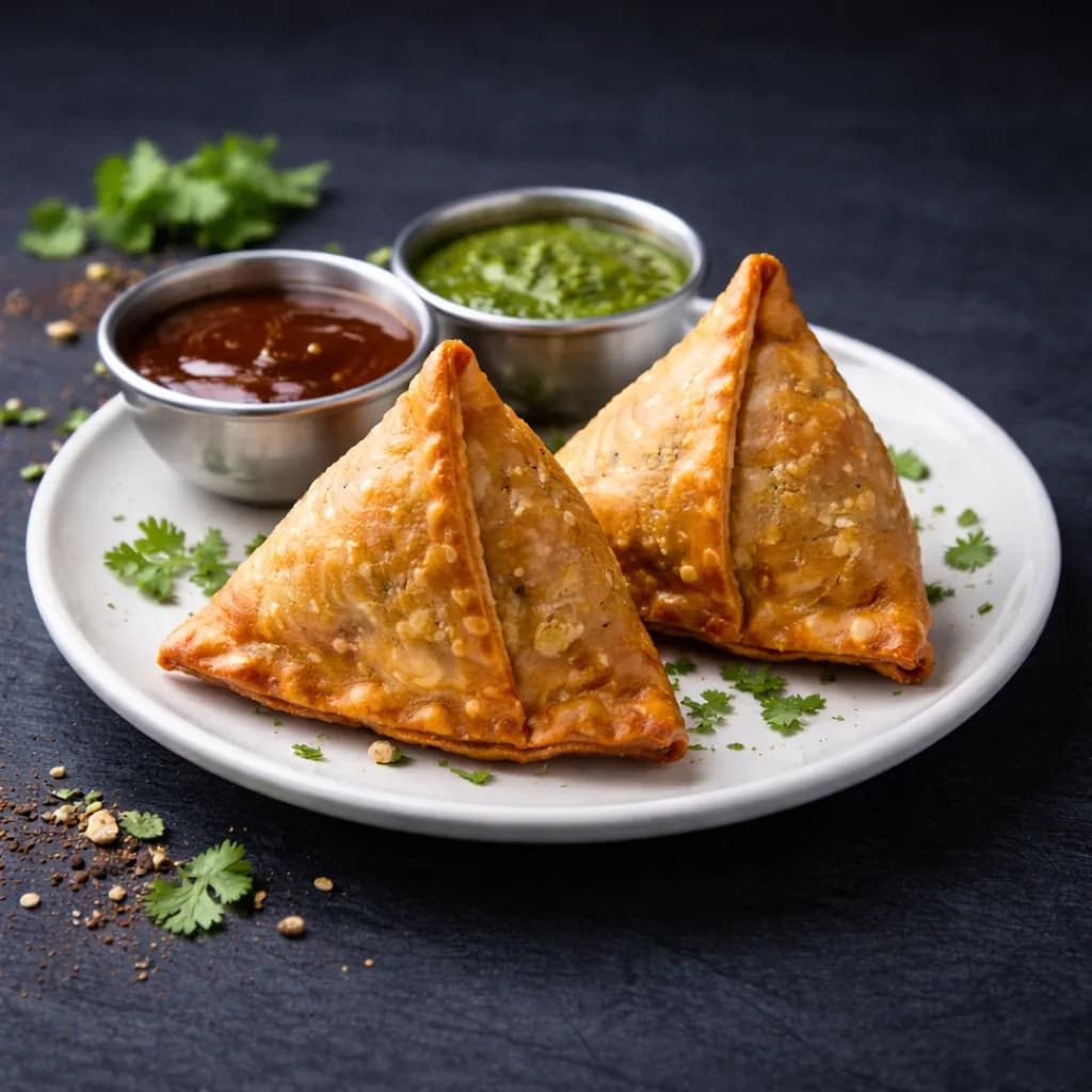 Samosas with chutney