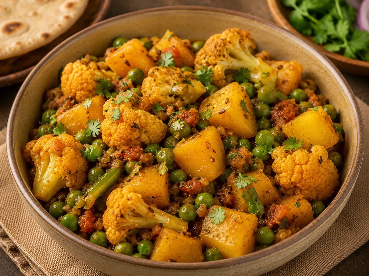 Aloo gobi matar subji vegetable curry