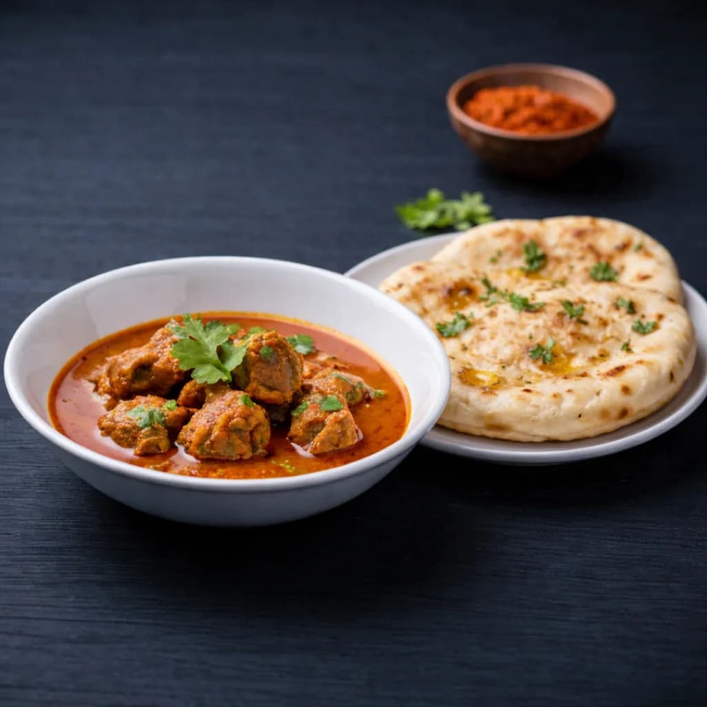 Chicken Tikka Masala served with naan bread