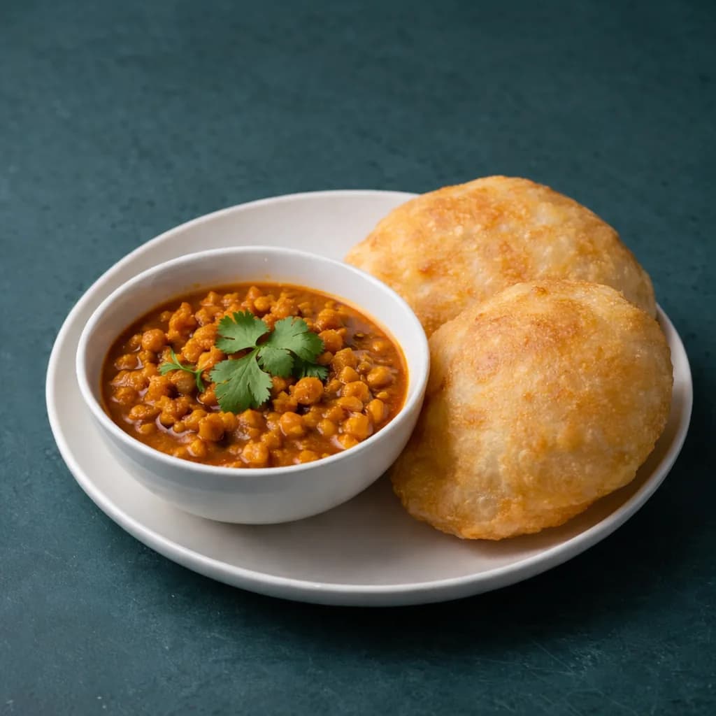 Chole bhature - spicy chickpea curry with fluffy fried bread