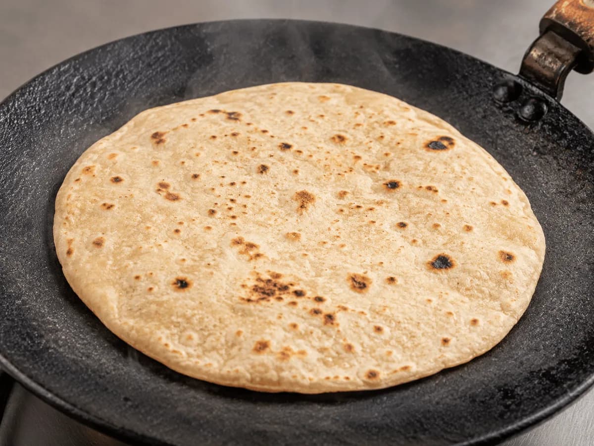 Tawa roti flatbread on a griddle